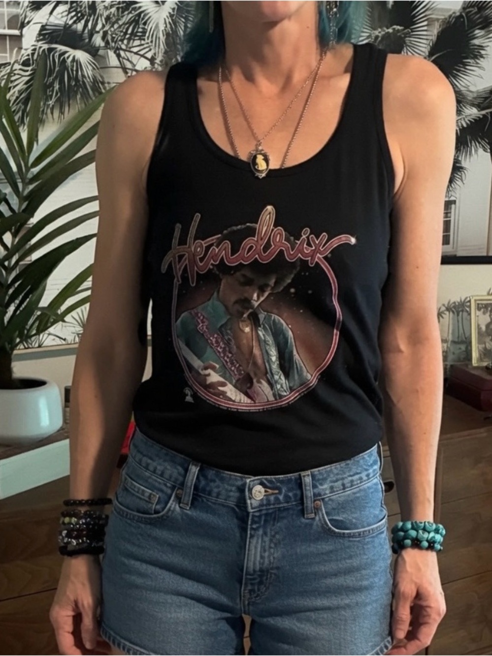 Hendrix Graphic Black Tank Top - Women's Rock Band Tee